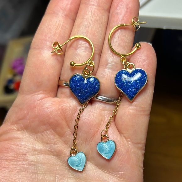 3/$25 Blue Heart Drop Earrings - Picture 1 of 5
